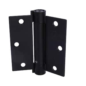 3-1/2 in. Square Radius Matte Black Adjustable Spring Hinge