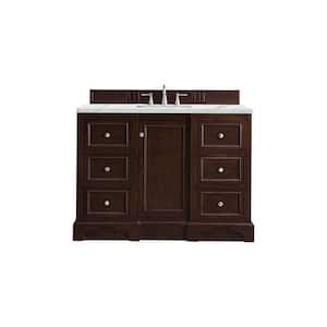 De Soto 49.3 in. W x 23.5 in. D x 36.3 in. H Bathroom Vanity in Burnished Mahogany with Ethereal Noctis Quartz Top