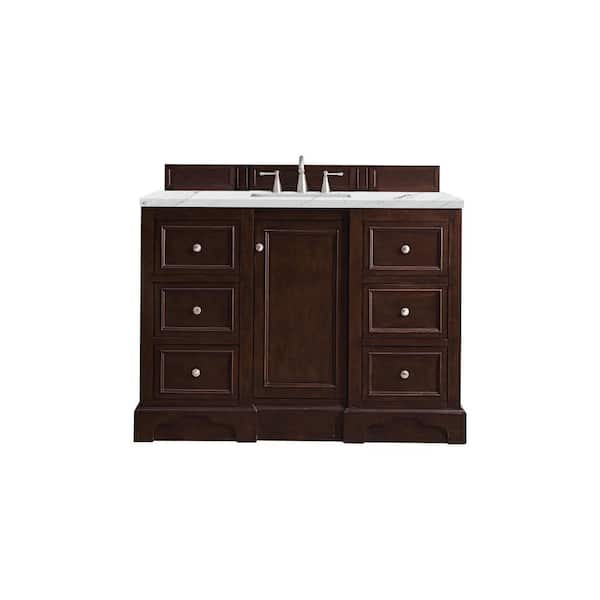James Martin Vanities De Soto 49.3 in. W x 23.5 in. D x 36.3 in. H Bathroom Vanity in Burnished Mahogany with Ethereal Noctis Quartz Top
