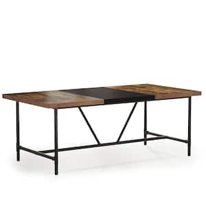 Roesler 71 in. Rectangle Brown Wood Dining Table for 6 People, Large Kitchen Dining Room Table Industrial Dinner Table