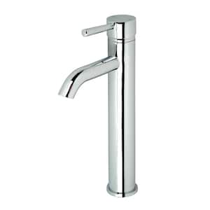 Single Hole Single-Handle Vessel Bathroom Faucet with Drain in Chrome