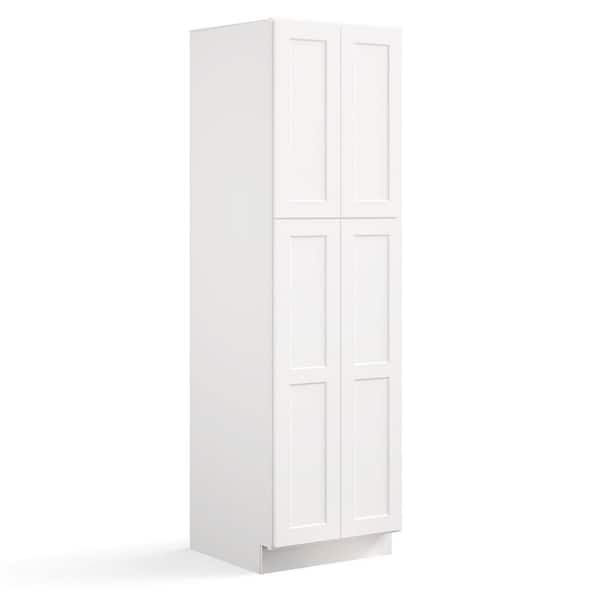 30 in. W x 24 in. D x 96 in. H in Shaker White Plywood Ready to Assemble Floor Wall Pantry Kitchen Cabinet