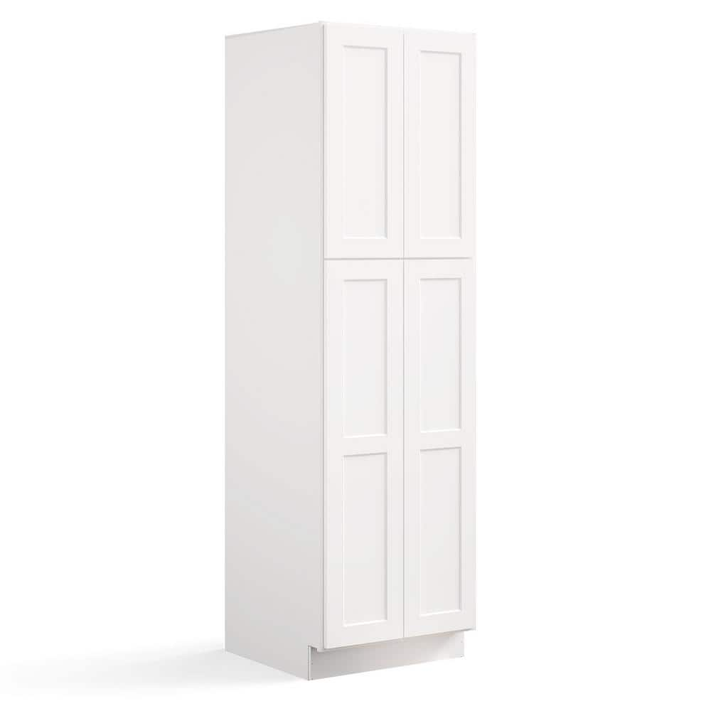 30 in. W x 24 in. D x 96 in. H in Shaker White Plywood Ready to ...