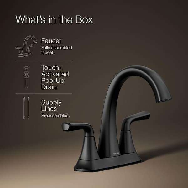 KOHLER Sundae 4 in. Centerset 2-Handles Bathroom Faucet in Matte