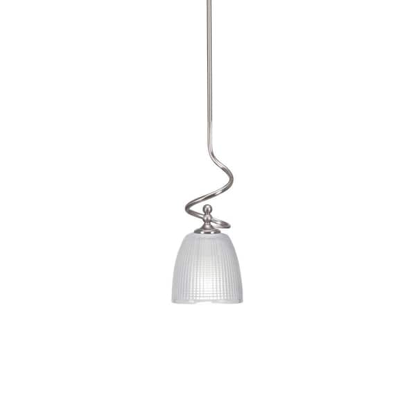 Unbranded Royale 100 W 1-Light Brushed Nickel Standard Mini Pendant Light with Glass Shade