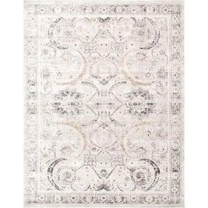 Fantasia Ivory/Silver 12 ft. x 15 ft. Abstract Area Rug