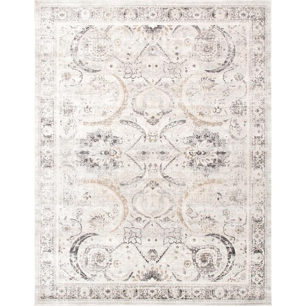 Pasargad Home Fantasia Ivory/Silver 12 ft. x 15 ft. Abstract Area Rug