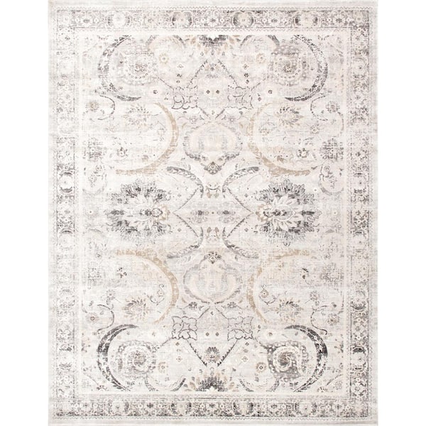Fantasia Ivory/Silver 12 ft. x 15 ft. Abstract Area Rug