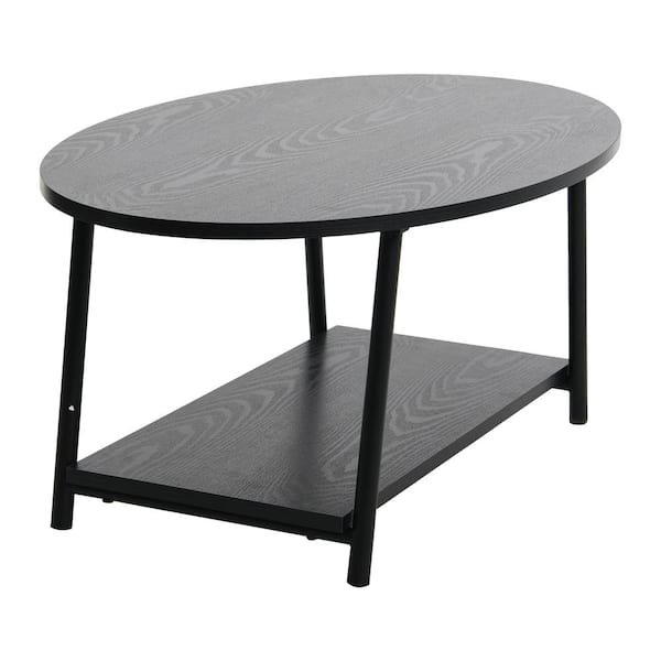 Household Essentials 2-Tier Oval Coffee Table, Black