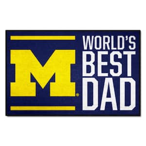 Michigan World's Best Dad Navy 1.5 ft. x 2.5 ft. Starter Area Rug