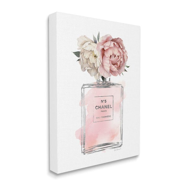 Stupell Industries Vintage Soft Flowers in Pink Fragrance Bottle by Amanda Greenwood Unframed Nature Canvas Wall Art Print 36 in. x 48 in.