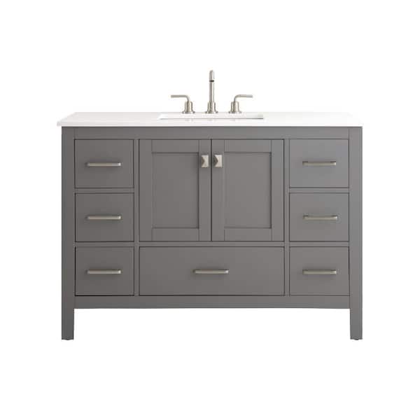 Vanea 48 in. Freestanding Gray Bath Vanity with White Quartz Top