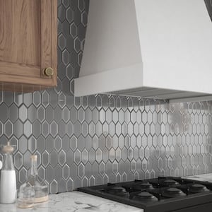 Caldera Charcoal 10 in. x 13 in. Hexagon Gloss Glass Mosaic Wall Tile (13.53 sq. ft./Case)