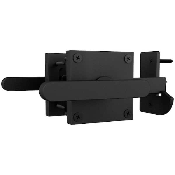 Double Side Gate Latch Heavy Duty for Left Inswing Outdoor Fence Wooden Gates Pool Gate Garden Black Aluminum