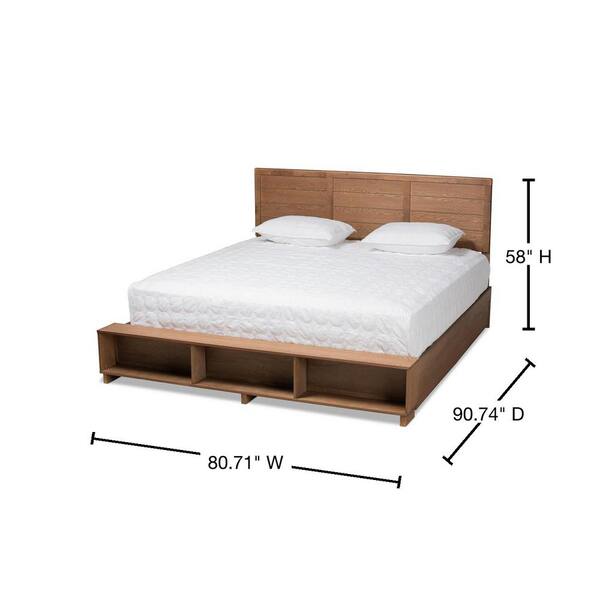 Baxton Studio Alba Ash Walnut King Platform Storage Bed 1759427