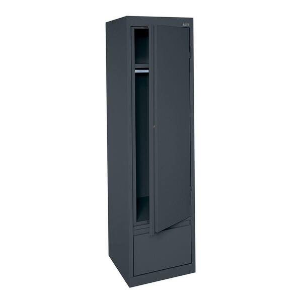 Sandusky System Series 17 in. W x 64 in. H x 18 in. D Single Door Wardrobe Cabinet with File Drawer in Charcoal
