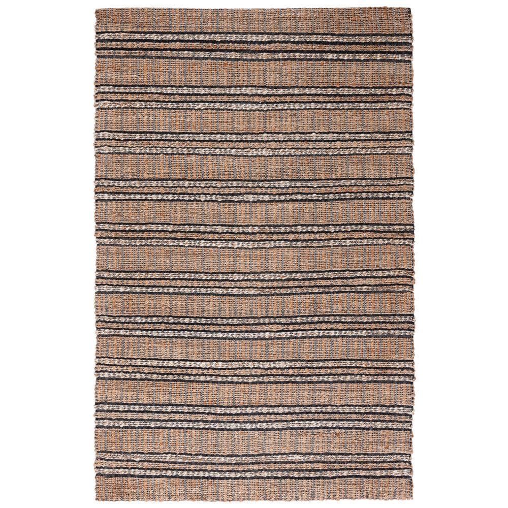 Navy and Natural Flat Woven Cotton Area Rug, 5' x 8'