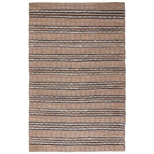 Natural Fiber Navy/Beige 8 ft. x 10 ft. Striped Woven Area Rug