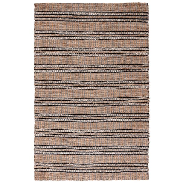 SAFAVIEH Natural Fiber Navy/Beige 8 ft. x 10 ft. Striped Woven Area Rug