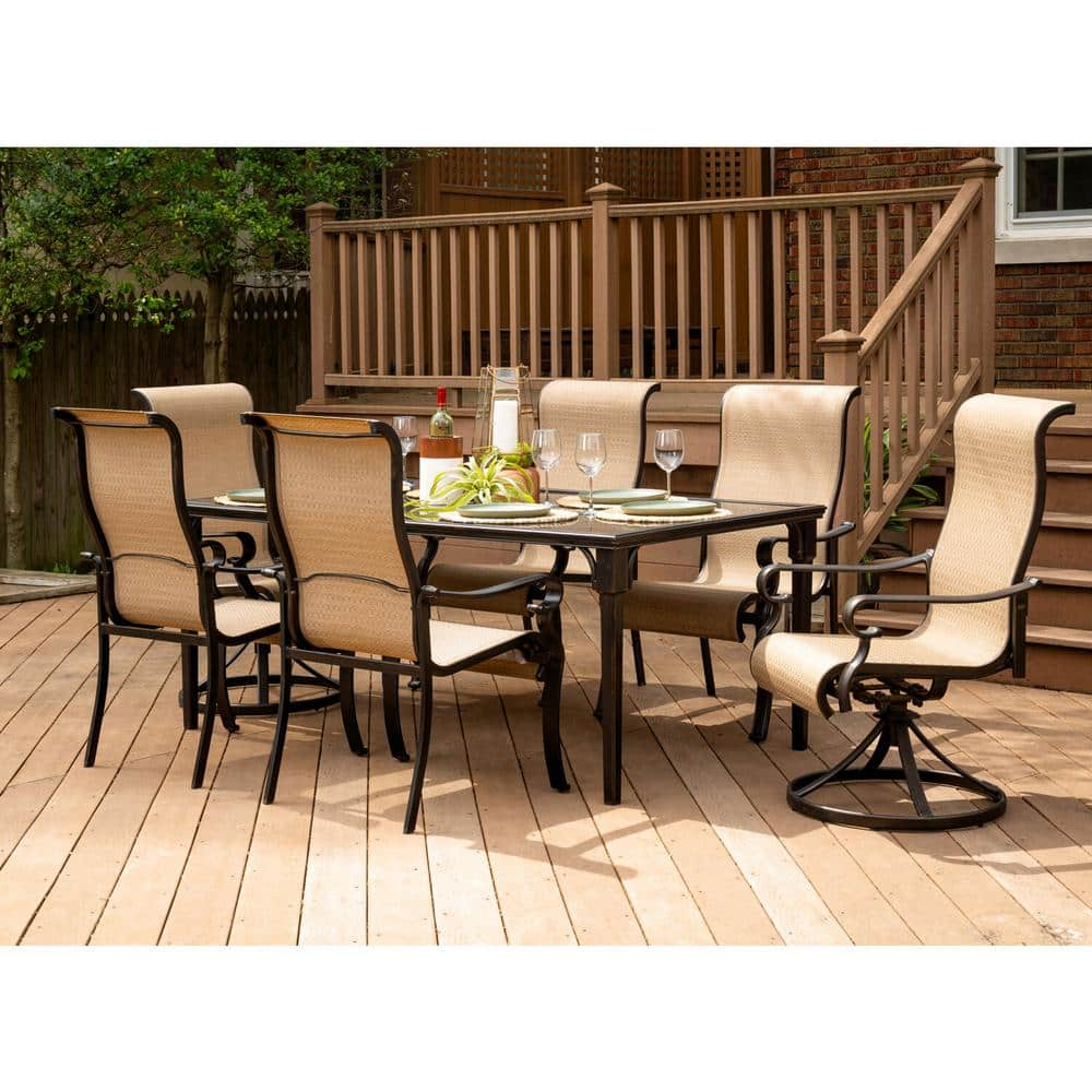 Hanover 7-Piece Aluminum Outdoor Dining Set with a 40 in. x 70 in ...