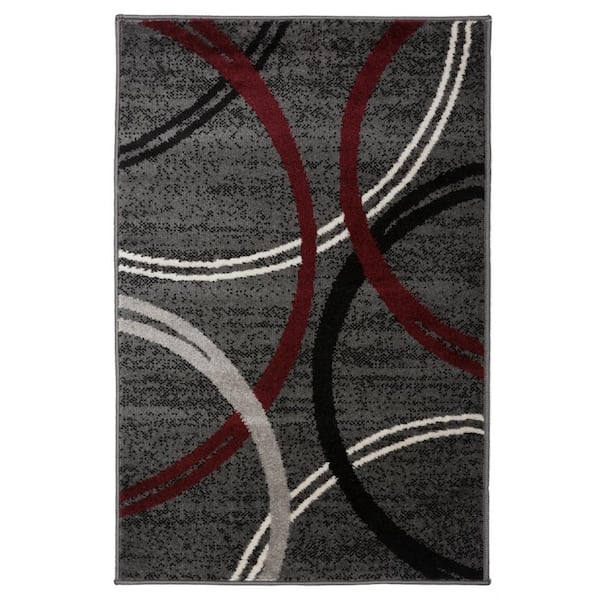 World Rug Gallery Modern Abstract Circles Red 2 ft. x 3 ft. Indoor Area Rug