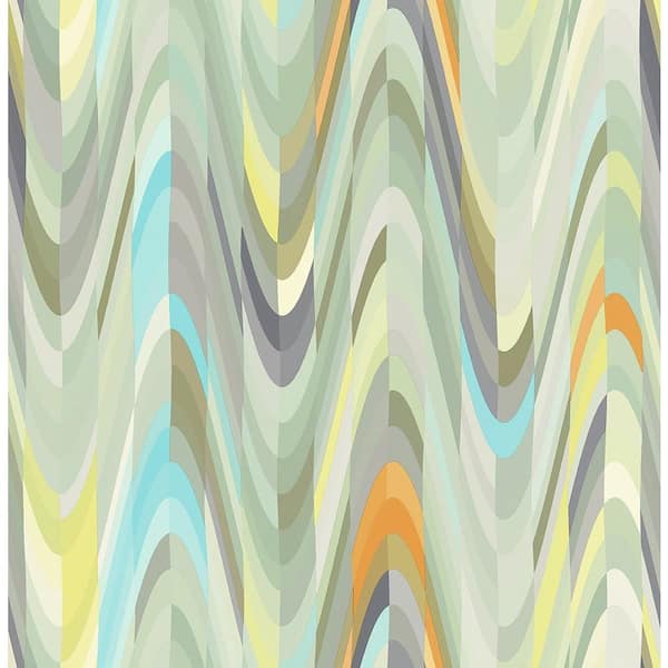 A-Street Prints Aurora Green Geometric Wave Paper Strippable Roll Wallpaper (Covers 56.4 sq. ft.)