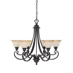 Monte Carlo 6-Light Hanging Natural Iron Chandelier