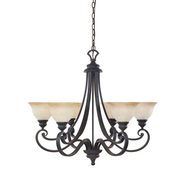 Designers Fountain Monte Carlo 6-Light Hanging Natural Iron Chandelier