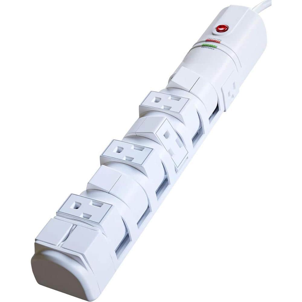 6-Outlet Power Strip Surge Protector with Rotating Outlets ans Built-in Cab