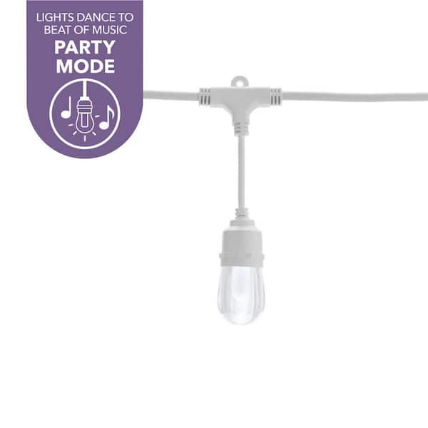 Smart White 24-Light 48 ft. Indoor/Outdoor Plug-in Integrated LED RGBW String Light with Party Mode Powered by Hubspace