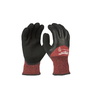 Medium Red Latex Level 3 Cut Resistant Insulated Winter Dipped Work Gloves