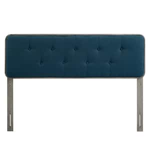 Collins Tufted in Gray Azure Twin Fabric and Wood Headboard