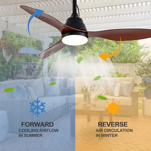 Oaks Aura Wichi 42 in. Black Outdoor Modern Smart Ceiling Fan with