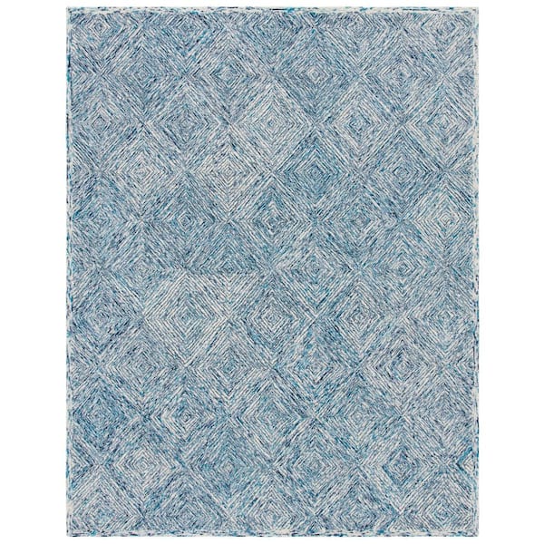 Capri Ivory/Blue 9 ft. x 12 ft. Geometric Diamond Area Rug