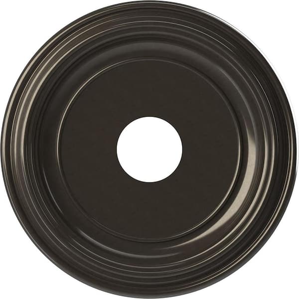 Ekena Millwork Traditional 16 in. O.D. x 3-1/2 in. I.D. x 1-3/8 in. P Thermoformed PVC Ceiling Medallion Metallic Charcoal