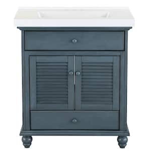 Cottage 31 in. W x 22 in. D Bath Vanity in Harbor Blue with Cultured Marble Vanity Top in White with White Sink