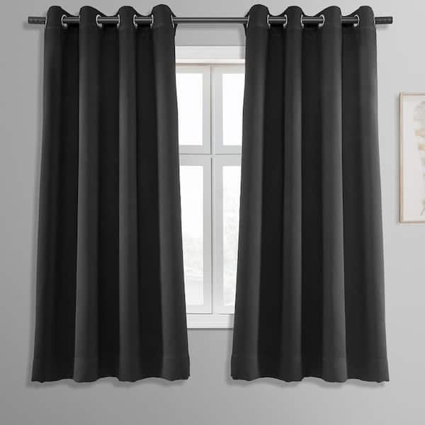 Exclusive Fabrics & Furnishings Jet Black Grommet Room Darkening Curtain - 50 in. W x 63 in. L (1 Panel)