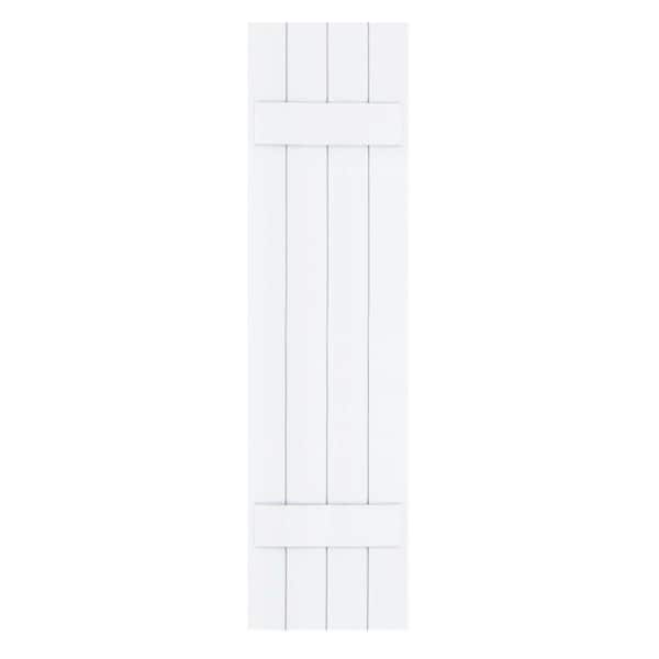 Winworks Wood Composite 15 in. x 59 in. Board & Batten Shutters Pair #631 White