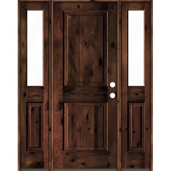 Krosswood Doors 58 in. x 80 in. Rustic Knotty Alder Square Top Red ...