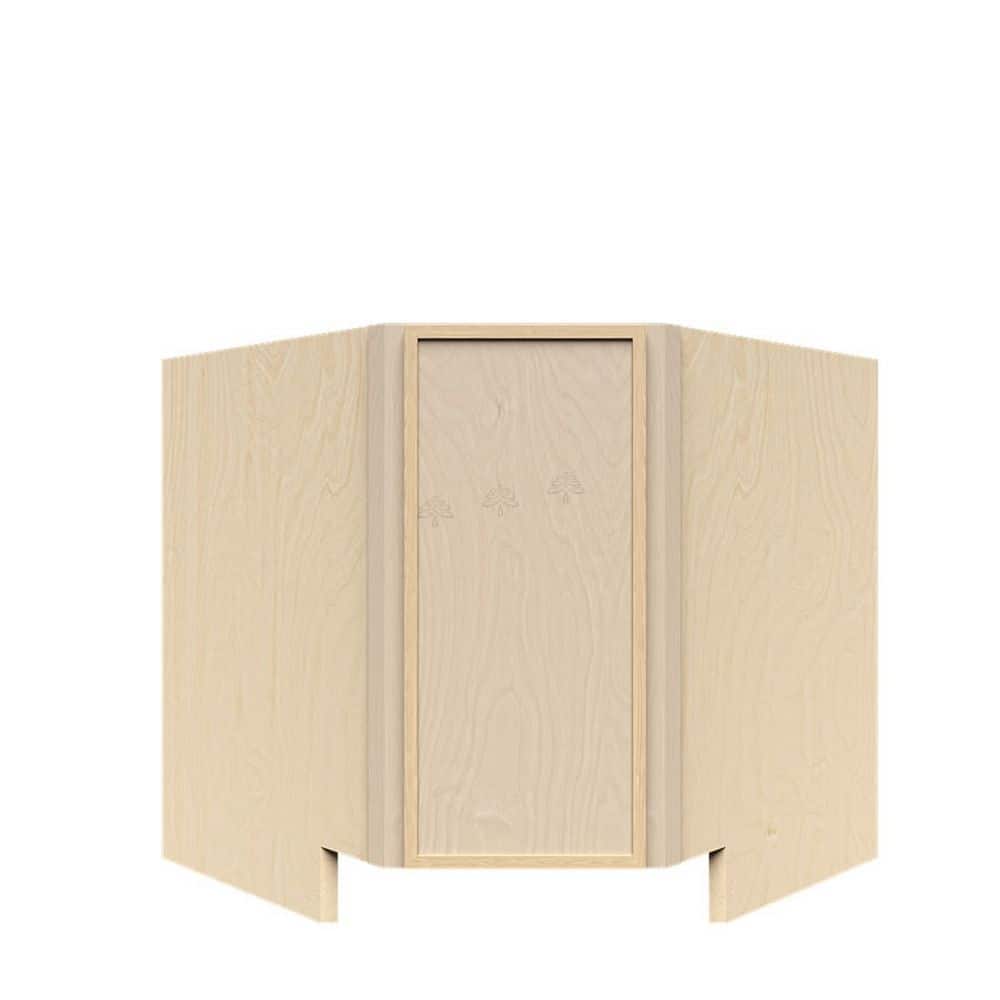 Slim Shaker Assembled 36 in. W x 34.5 in. H x 24 in. D Diagonal Corner Base Kitchen Cabinet in Natural Wood price history on PriceWatchPro