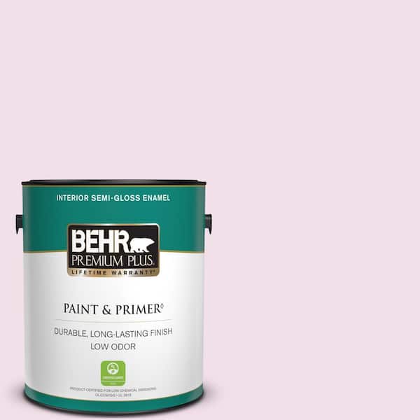 BEHR PREMIUM PLUS 1 gal. #M120-1 Pink Proposal Semi-Gloss Enamel Low Odor Interior Paint & Primer