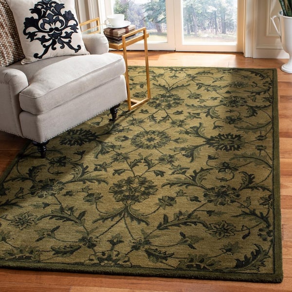 Antiquity Olive/Green 5 ft. x 8 ft. Floral Area Rug