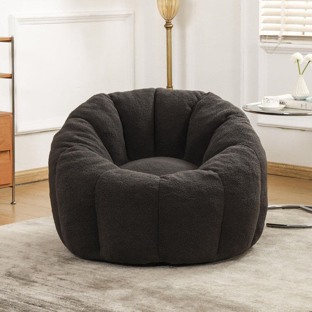 Dark Gray Faux Fur Bean Bag Chair with Armrests, Memory Foam Filled Lounge Chair for Living Room or Bedroom price history on PriceWatchPro