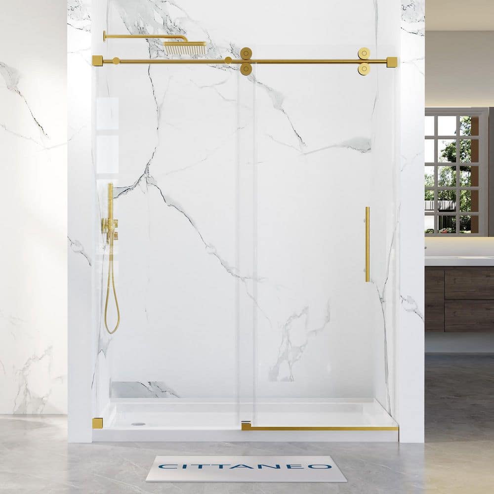 CITTANEO 56 in. -60 in. W x 76 in. H Single Sliding Frameless