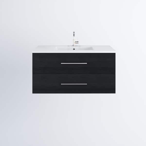 VOLPA USA AMERICAN CRAFTED VANITIES Napa 42 in. W x 20 in. D Single Sink Bathroom Vanity Wall Mounted in Black Ash with Acrylic Integrated Countertop