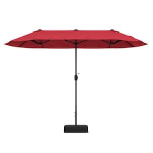 13 ft. Metal Double-Sided Market Patio Umbrella in Wine