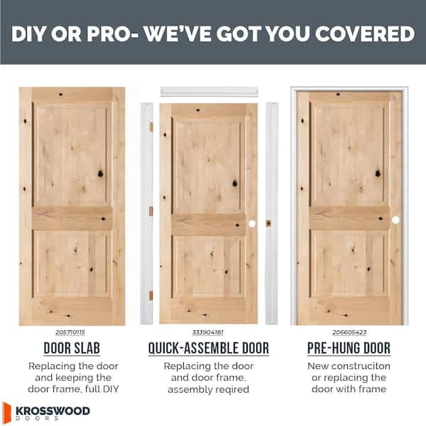 Krosswood Doors 36 in. x 80 in. 2-Panel Square Top Solid Wood Core
