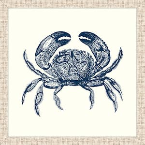 31 in. x 31 in. "Crab in Blue" Framed Giclee Print Wall Art