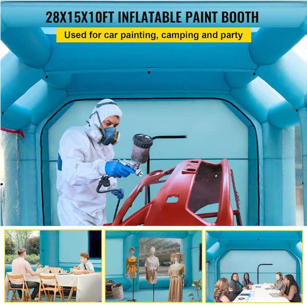 VEVOR Portable Inflatable Paint Booth 28 ft. x 15 ft. x 10 ft. Inflatable Spray Booth Car Parking Garage with 2-Blowers