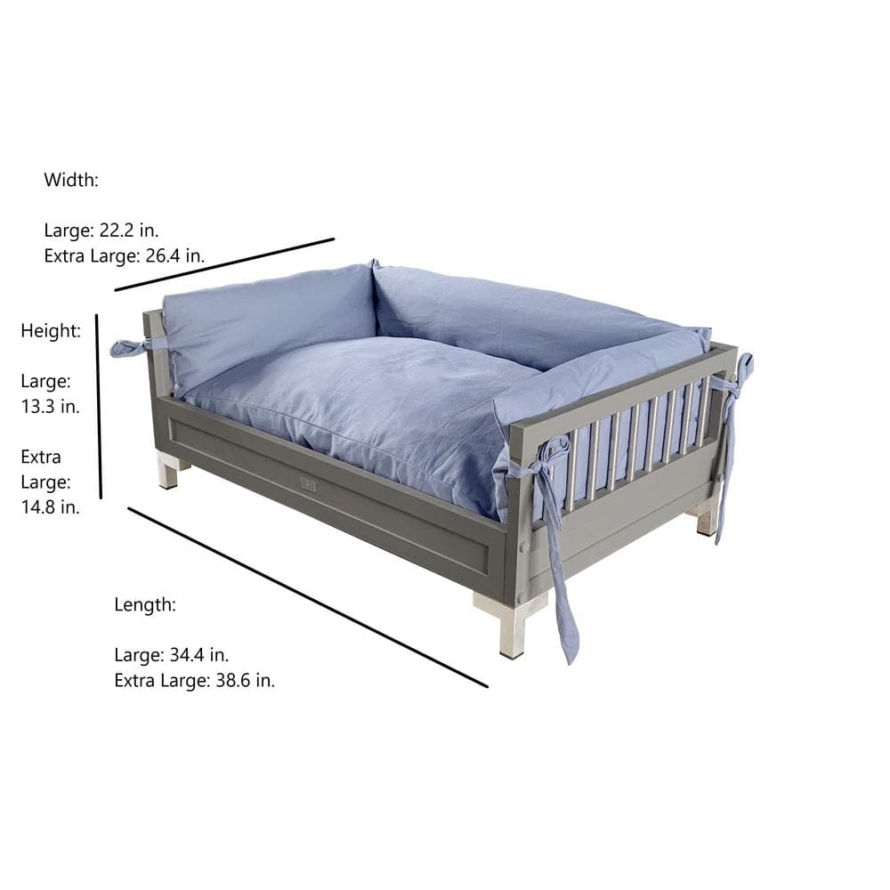 Large Gray Elevated Orthopedic Dog Bed with Foam Fill